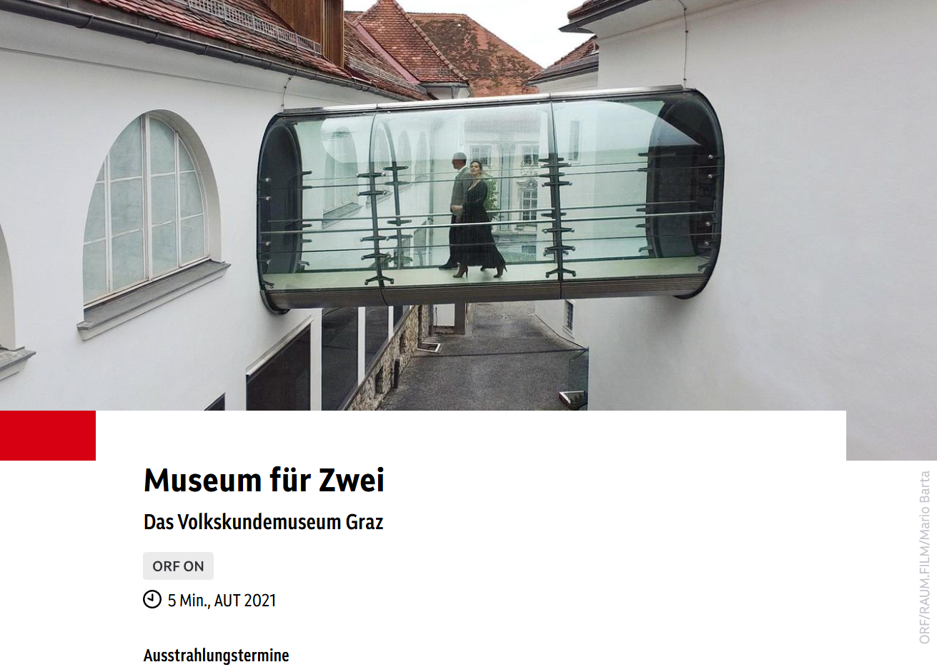 Regie für das ORF-Format "Museum für Zwei"